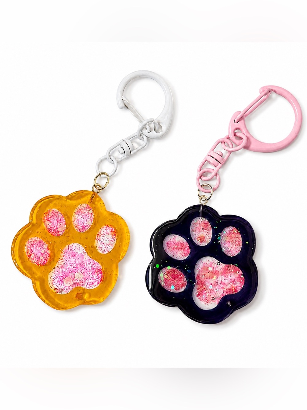 🐾 Handmade Glitter Paw Print Purse Charm 👜 Choice of Orange or Black 🧡🖤